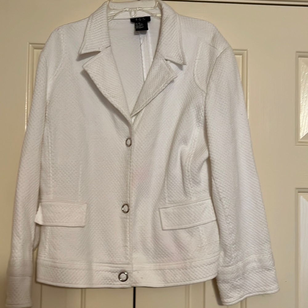 - flattering white jacket